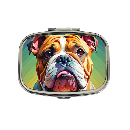 Bulldog Dog Pop Art Travel Pill Box Case
