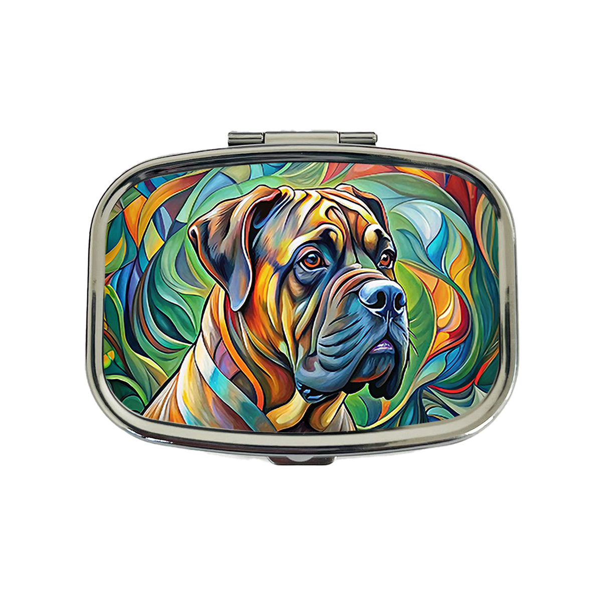 Bullmastiff Dog Abstract Art Travel Pill Box Case