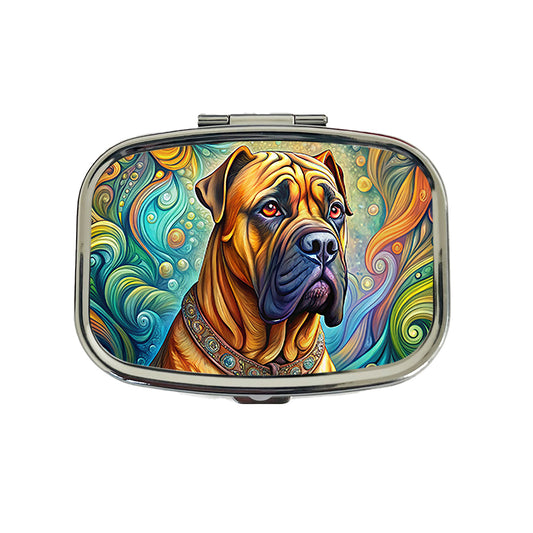 Bullmastiff Dog Bohemian Art Travel Pill Box Case