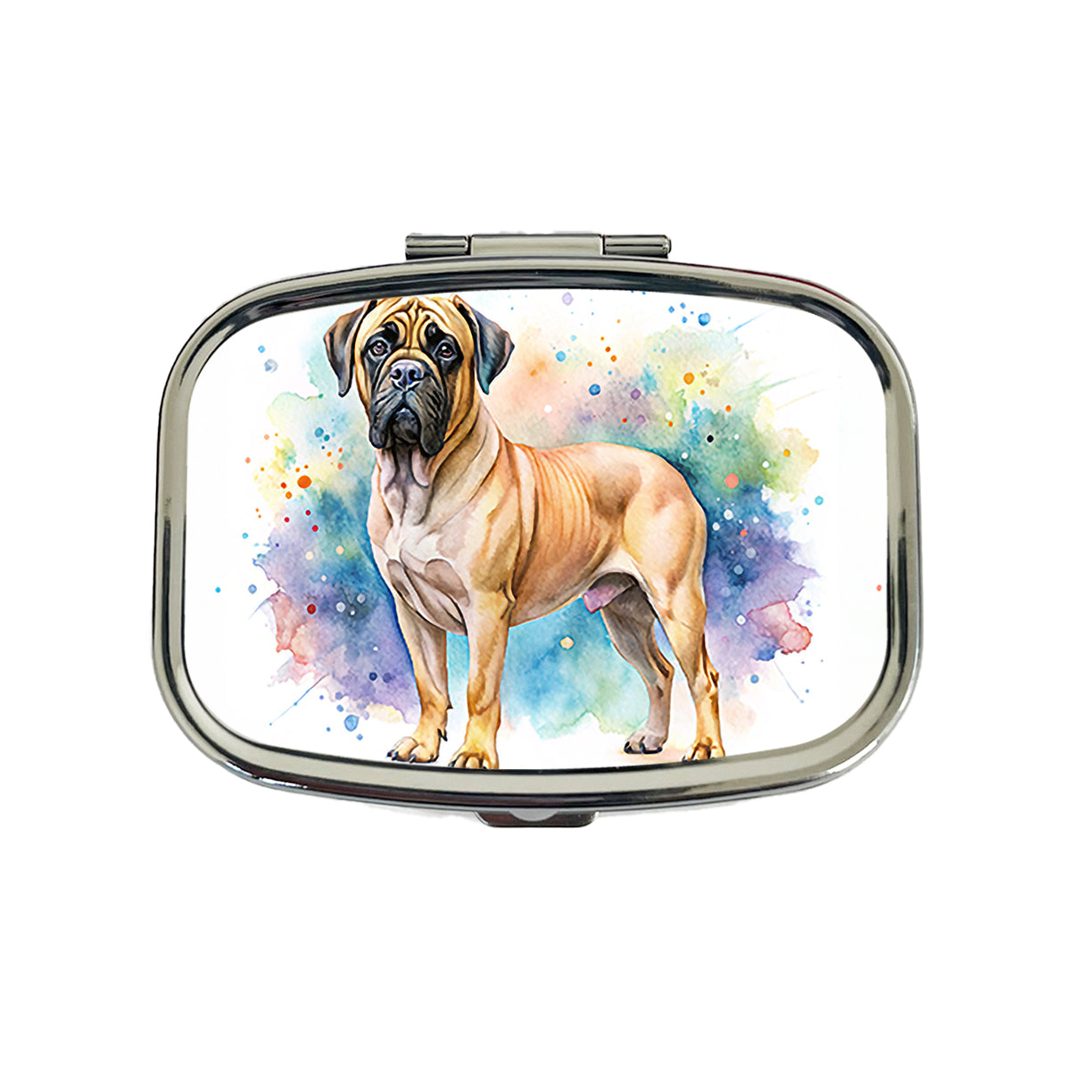 Bullmastiff Dog Watercolor Style Travel Pill Box Case