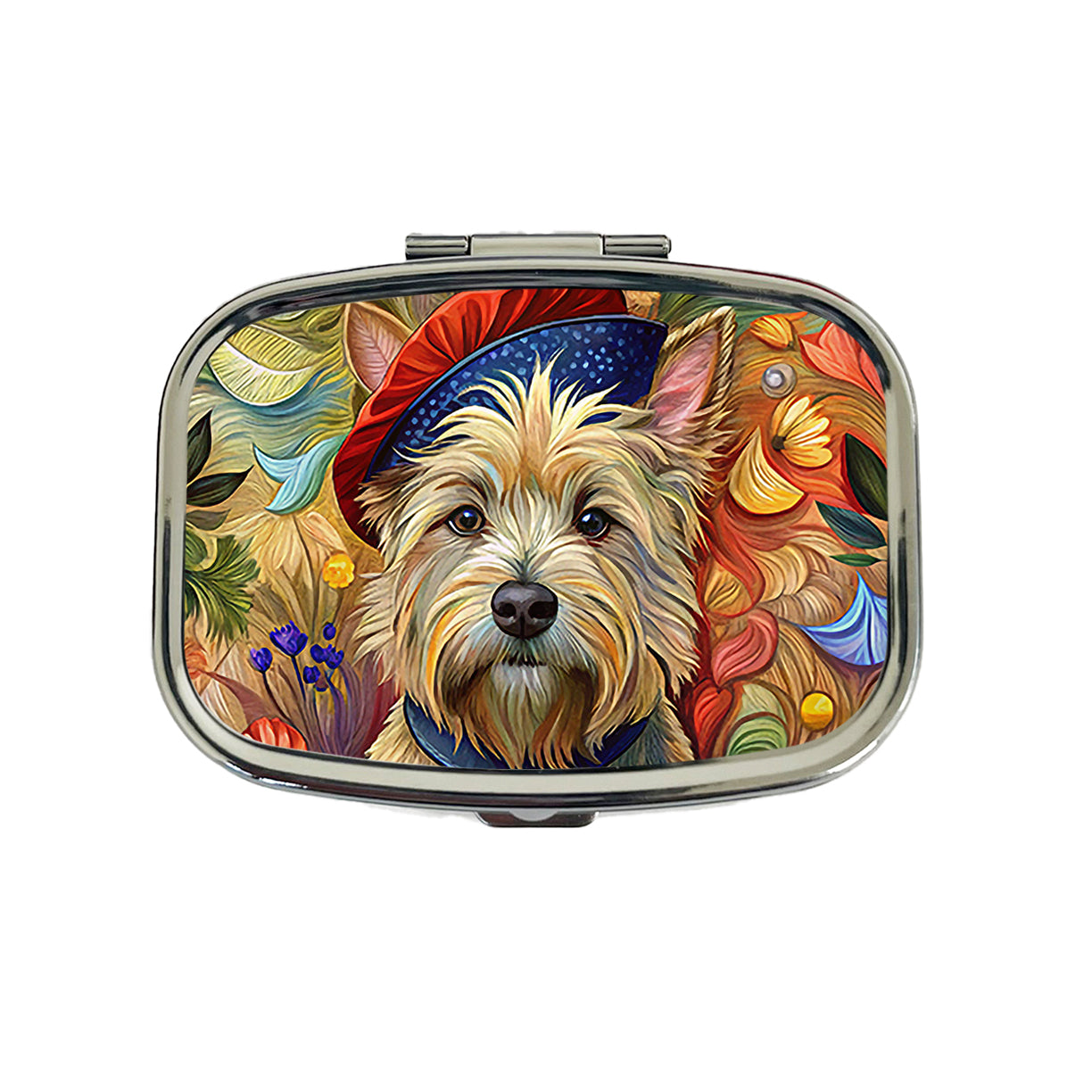 Cairn Terrier Dog French Bohemian Art Travel Pill Box Case