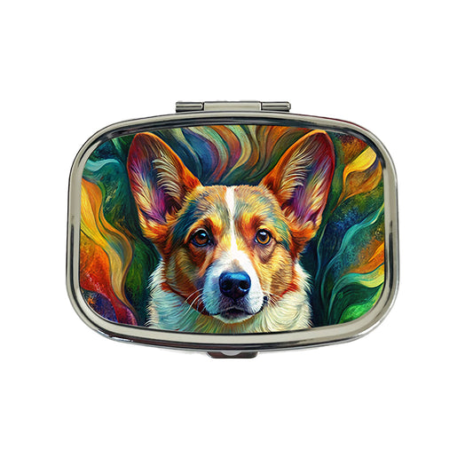 Cardigan Welsh Corgi Dog Abstract Art Travel Pill Box Case