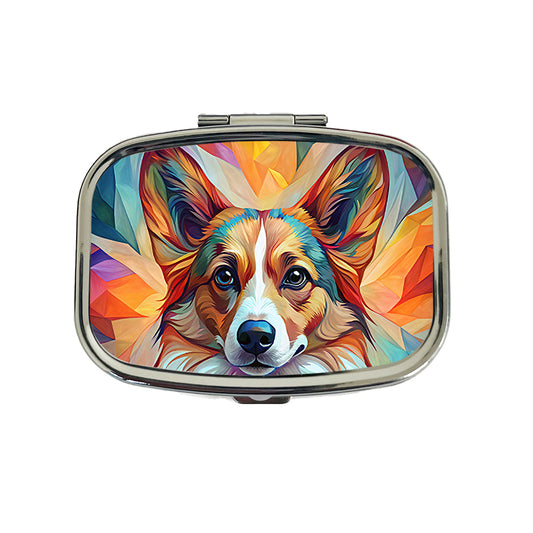 Cardigan Welsh Corgi Dog Abstract Stylized Art Travel Pill Box Case