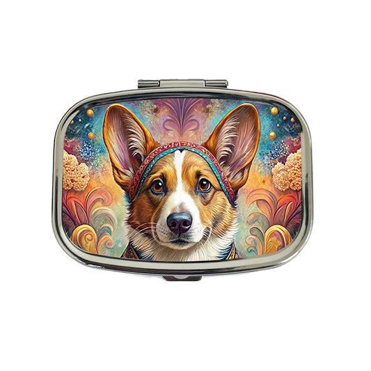 Cardigan Welsh Corgi Dog Bohemian Art Travel Pill Box Case