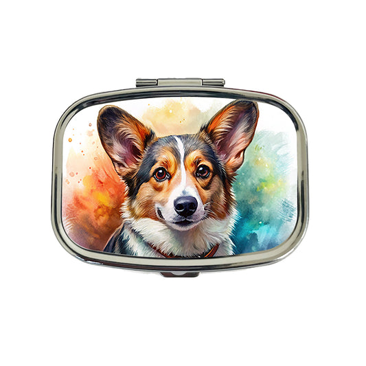 Cardigan Welsh Corgi Dog Illustration Travel Pill Box Case