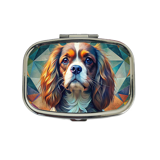 Cavalier King Charles Spaniel Abstract Stylized Art Travel Pill Box Case
