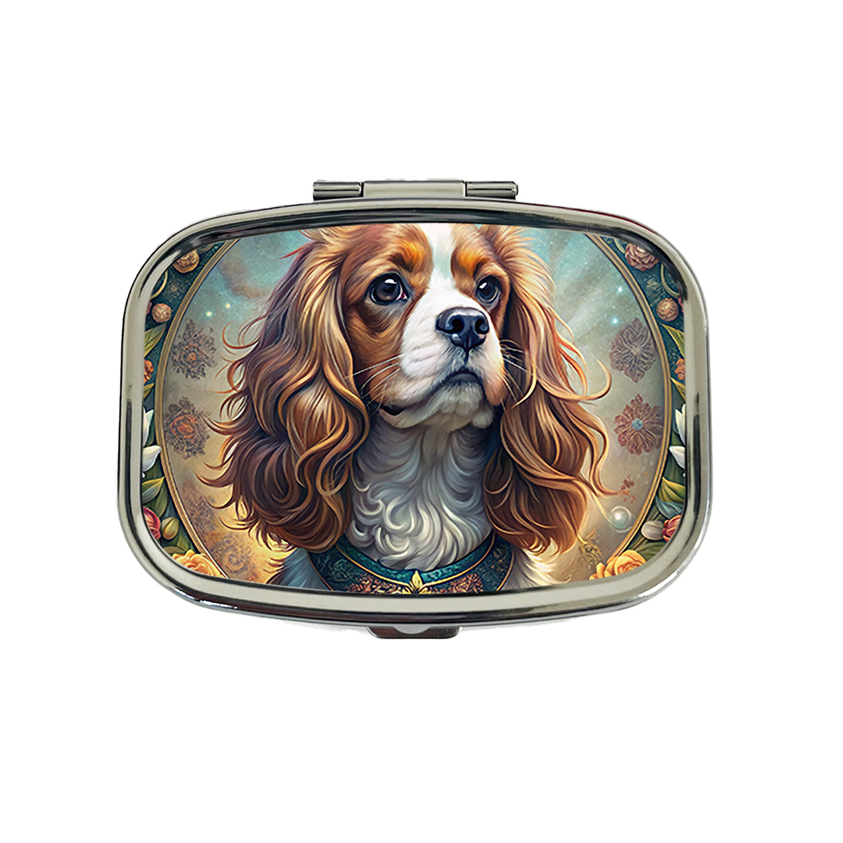 Cavalier King Charles Spaniel Dog Art Nouveau Travel Pill Box Case