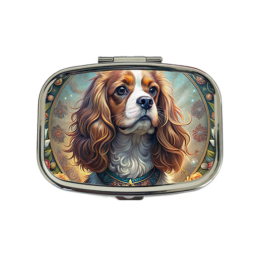 Cavalier King Charles Spaniel Dog Art Nouveau Travel Pill Box Case