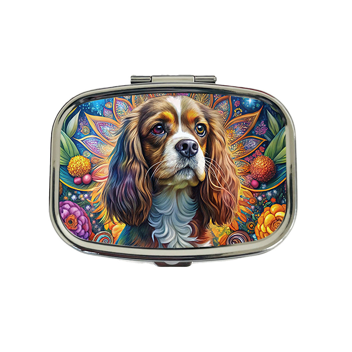 Cavalier King Charles Spaniel Dog Bohemian Art Travel Pill Box Case