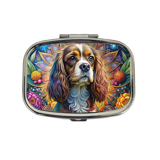 Cavalier King Charles Spaniel Dog Bohemian Art Travel Pill Box Case