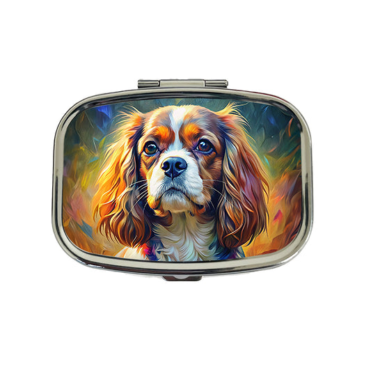 Cavalier King Charles Spaniel Dog Expressionism Art Travel Pill Box Case