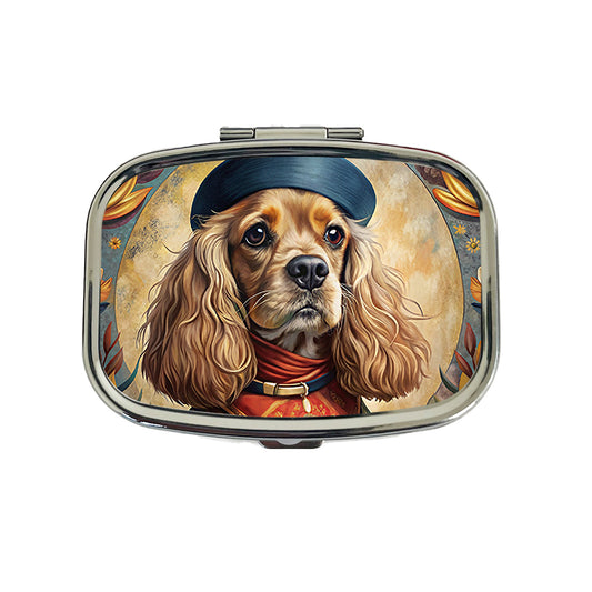 Cavalier King Charles Spaniel Dog French Bohemian Art Travel Pill Box Case