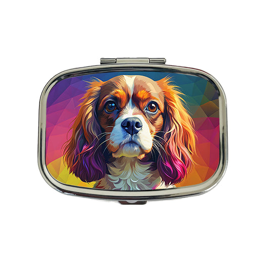 Cavalier King Charles Spaniel Dog Pop Art Travel Pill Box Case
