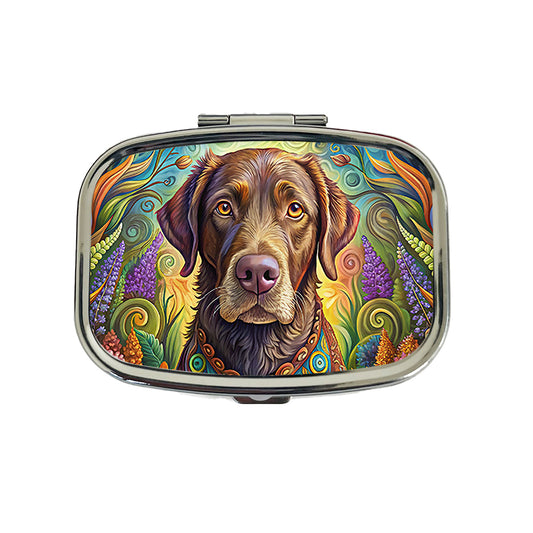 Chesapeake Bay Retriever Dog Bohemian Art Travel Pill Box Case