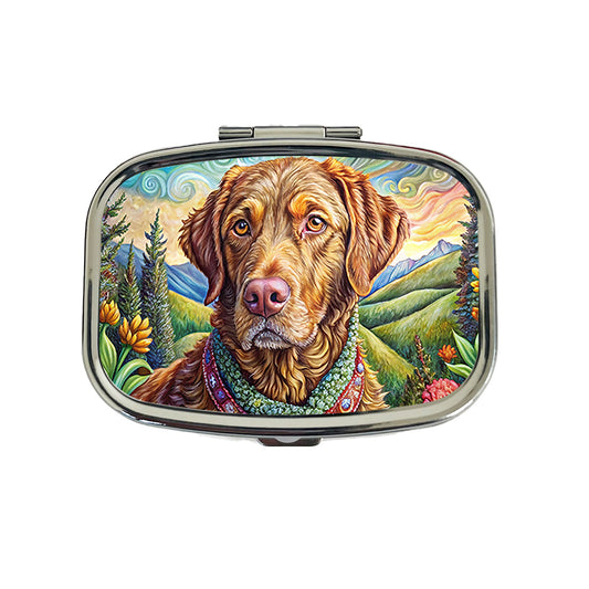 Chesapeake Bay Retriever Dog French Bohemian Art Travel Pill Box Case