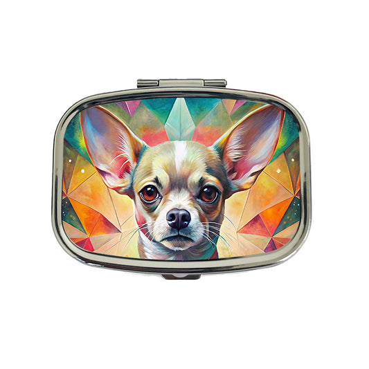 Chihuahua Dog Abstract Art Travel Pill Box Case
