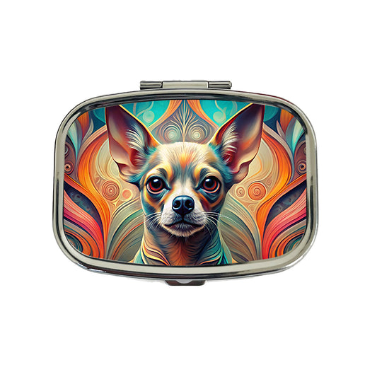Chihuahua Dog Abstract Stylized Art Travel Pill Box Case