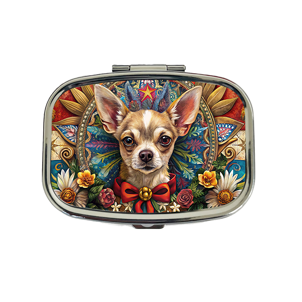 Chihuahua Dog French Bohemian Art Travel Pill Box Case