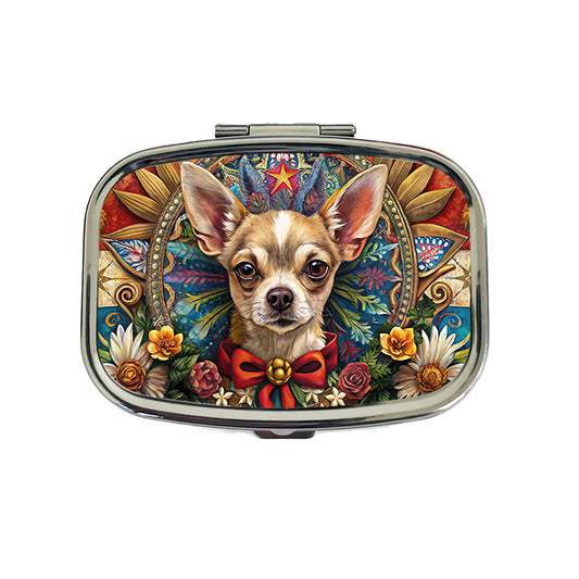 Chihuahua Dog French Bohemian Art Travel Pill Box Case