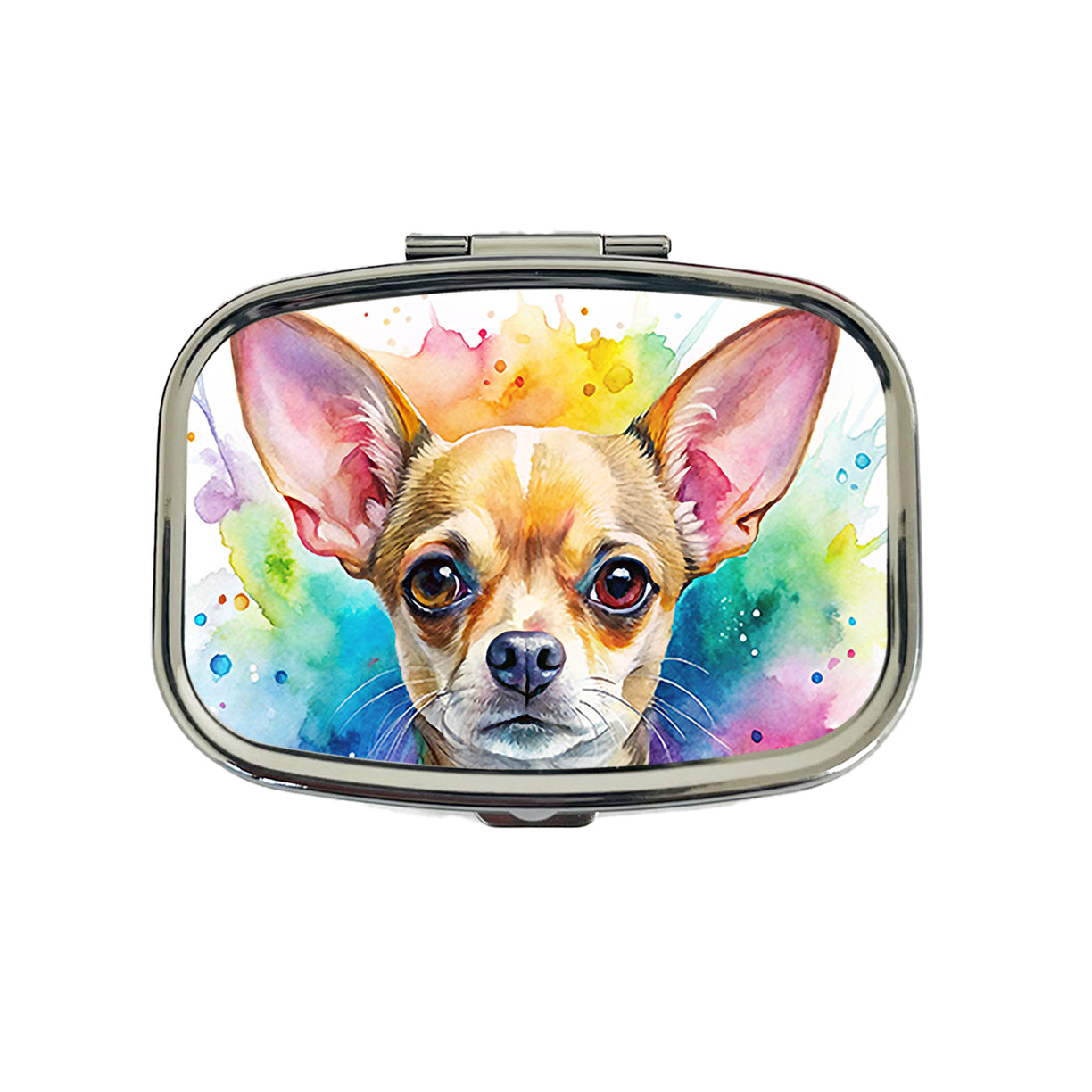 Chihuahua Dog Watercolor Style Travel Pill Box Case