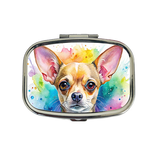 Chihuahua Dog Watercolor Style Travel Pill Box Case
