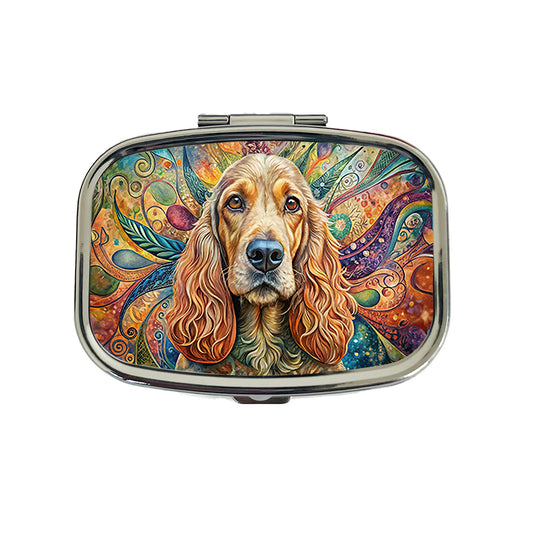 Cocker Spaniel Dog Bohemian Art Travel Pill Box Case