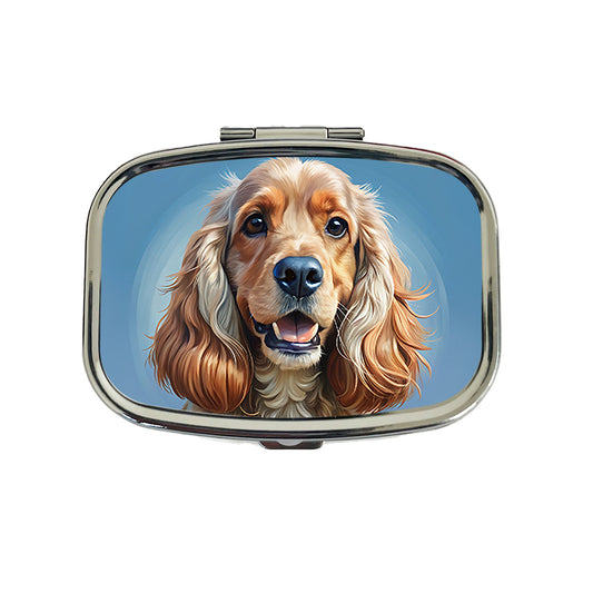 Cocker Spaniel Dog Illustration Travel Pill Box Case