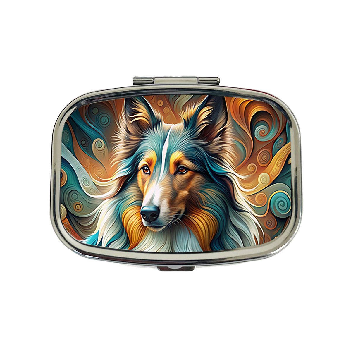 Collie Dog Abstract Stylized Art Travel Pill Box Case