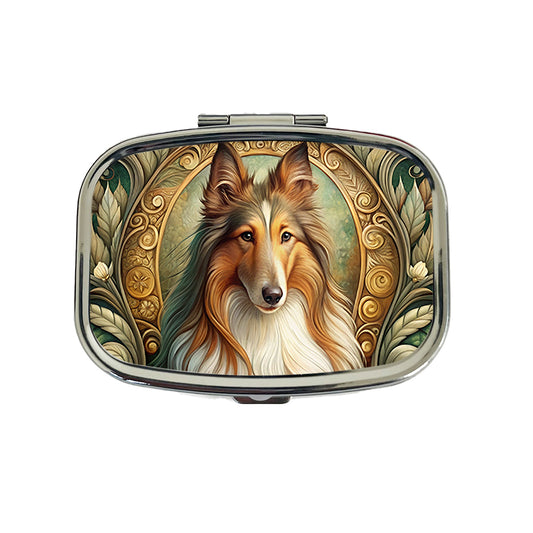 Collie Dog Art Nouveau Travel Pill Box Case