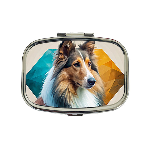 Collie Dog Contemporary Art Travel Pill Box Case