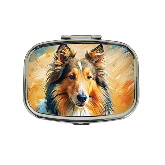 Collie Dog Expressionism Art Travel Pill Box Case