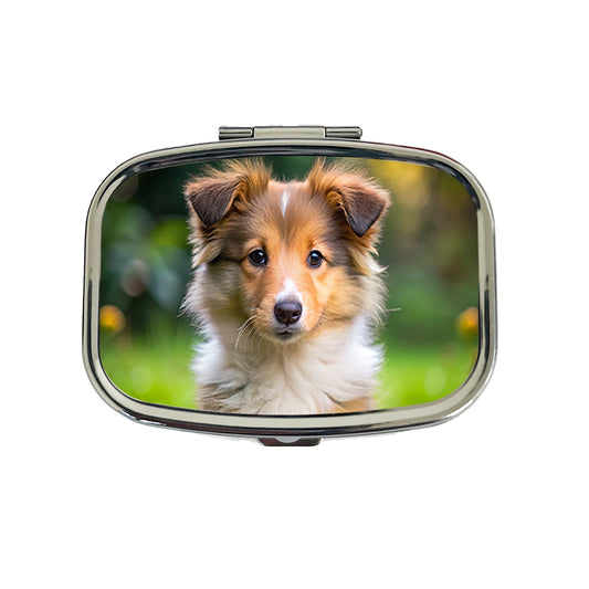 Collie Dog Puppy Photo Travel Pill Box Case