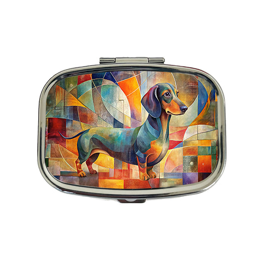 Dachshund Dog Abstract Art Travel Pill Box Case