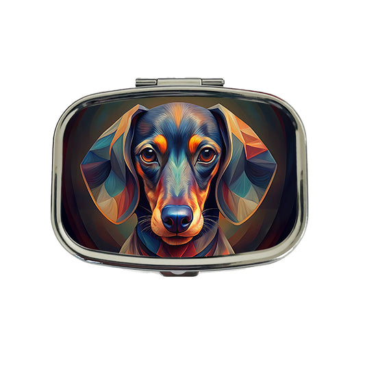 Dachshund Dog Abstract Stylized Art Travel Pill Box Case