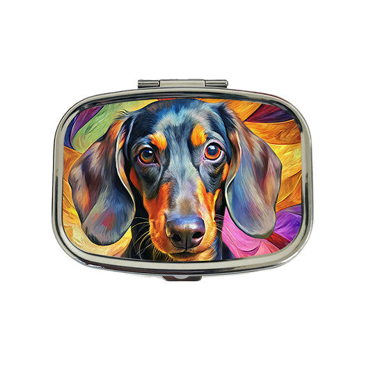 Dachshund Dog Expressionism Art Travel Pill Box Case