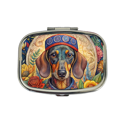 Dachshund Dog French Bohemian Art Travel Pill Box Case