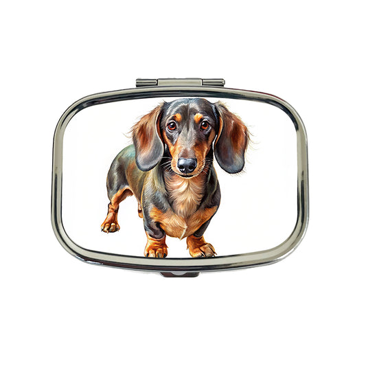 Dachshund Dog Illustration Travel Pill Box Case