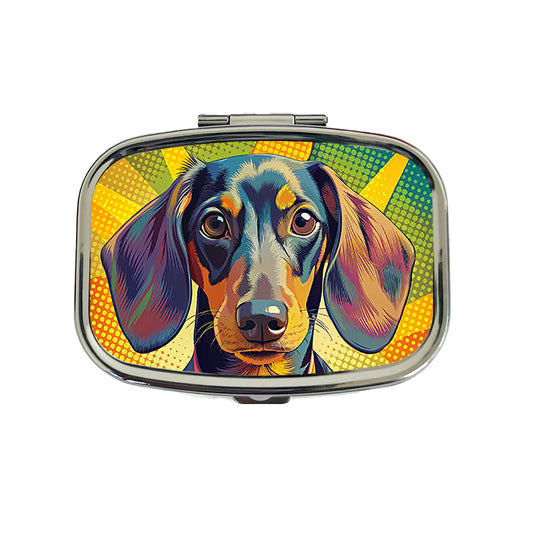 Dachshund Dog Pop Art Travel Pill Box Case