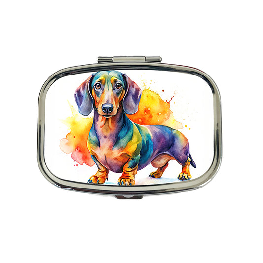 Dachshund Dog Watercolor Style Travel Pill Box Case