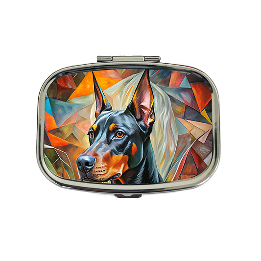 Doberman Pinscher Dog Abstract Art Travel Pill Box Case
