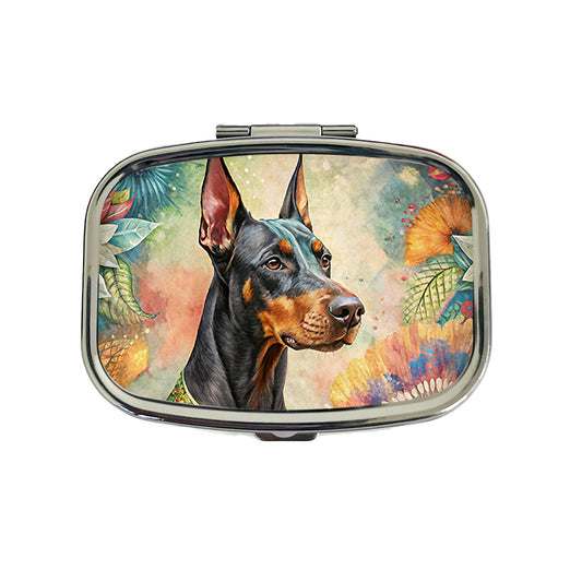 Doberman Pinscher Dog Bohemian Art Travel Pill Box Case