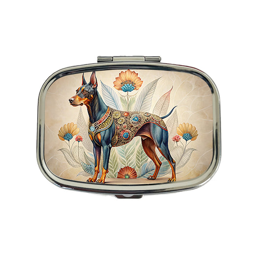 Doberman Pinscher Dog French Bohemian Art Travel Pill Box Case