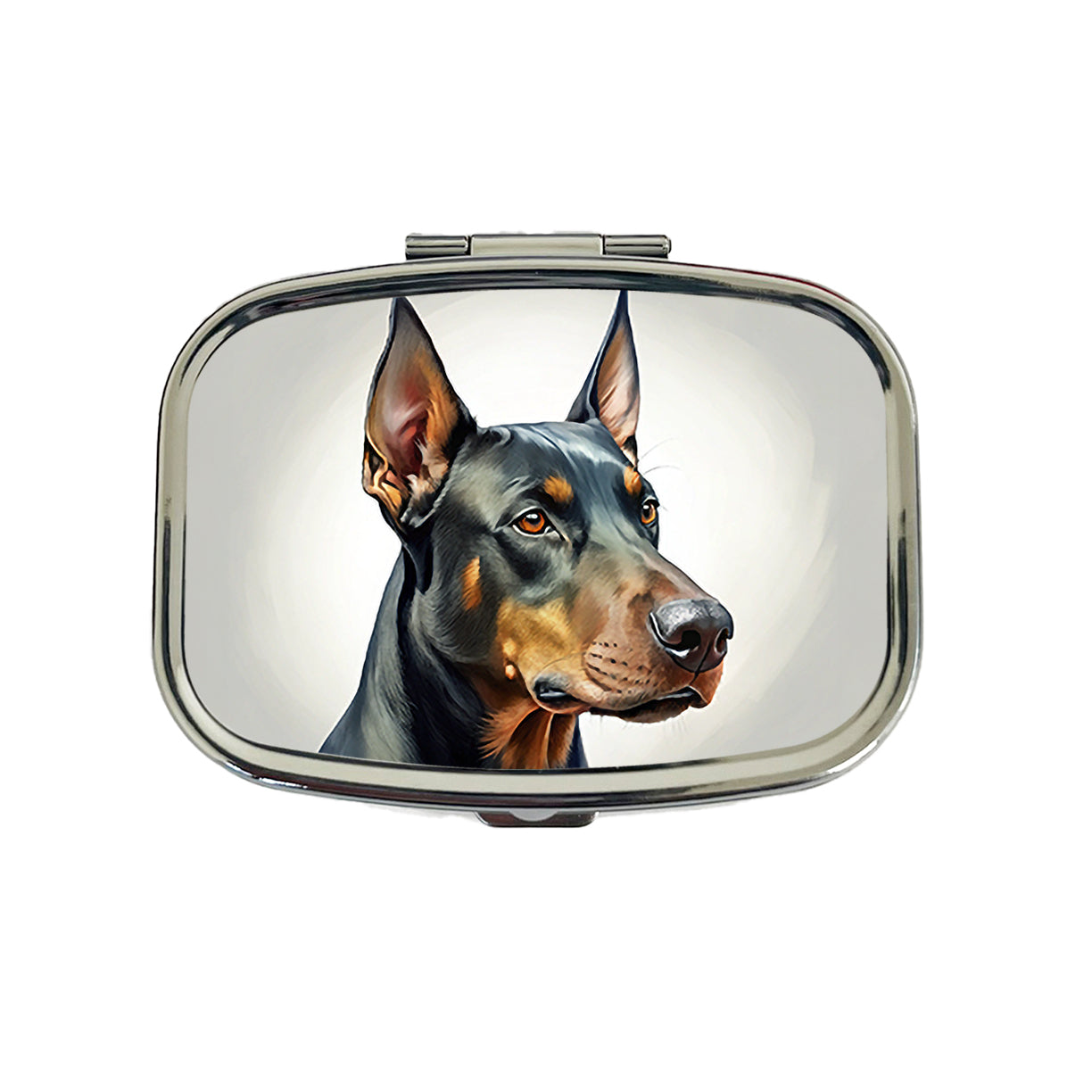 Doberman Pinscher Dog Illustration Travel Pill Box Case
