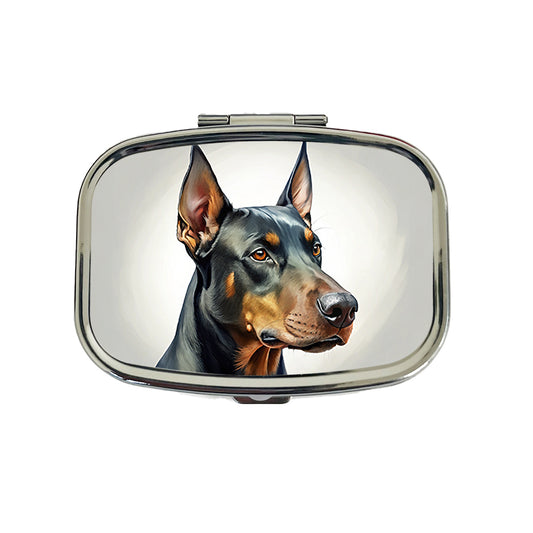 Doberman Pinscher Dog Illustration Travel Pill Box Case