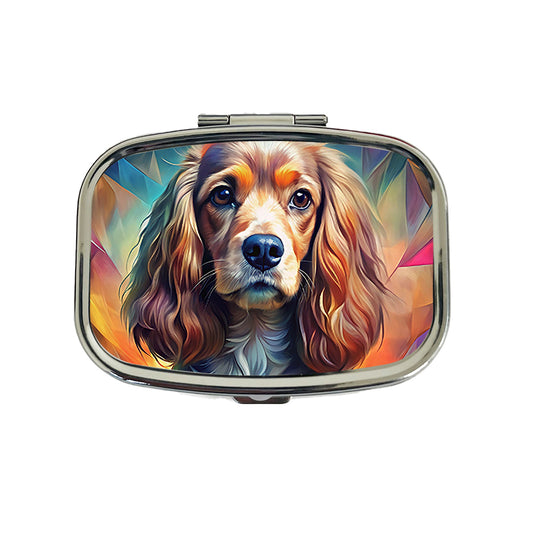 English Cocker Spaniel Dog Abstract Stylized Art Travel Pill Box Case