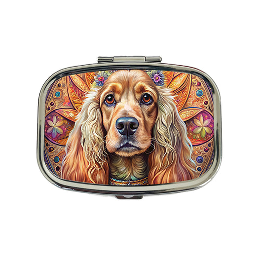 English Cocker Spaniel Dog Bohemian Art Travel Pill Box Case