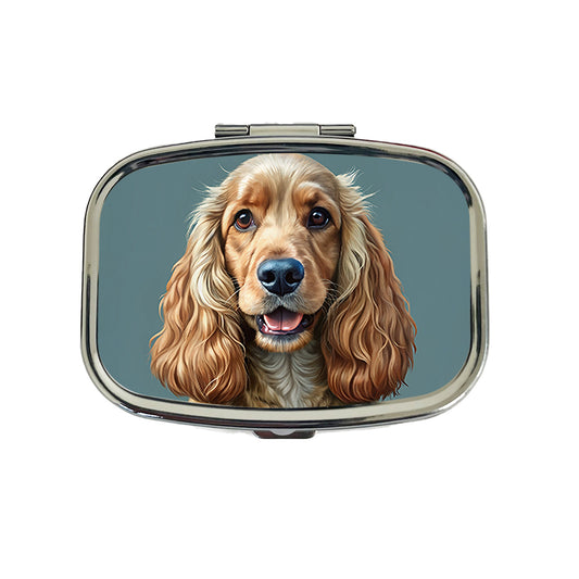 English Cocker Spaniel Dog Illustration Travel Pill Box Case