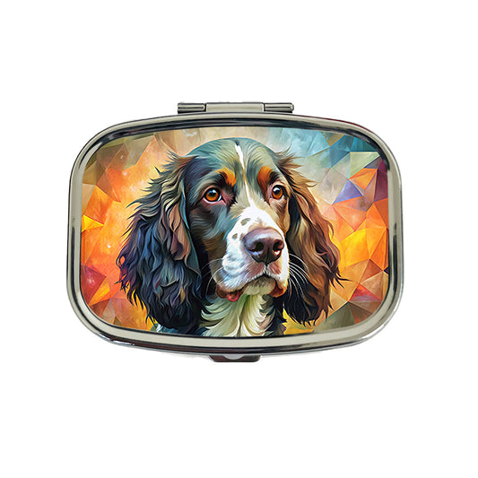 English Springer Spaniel Dog Abstract Art Travel Pill Box Case