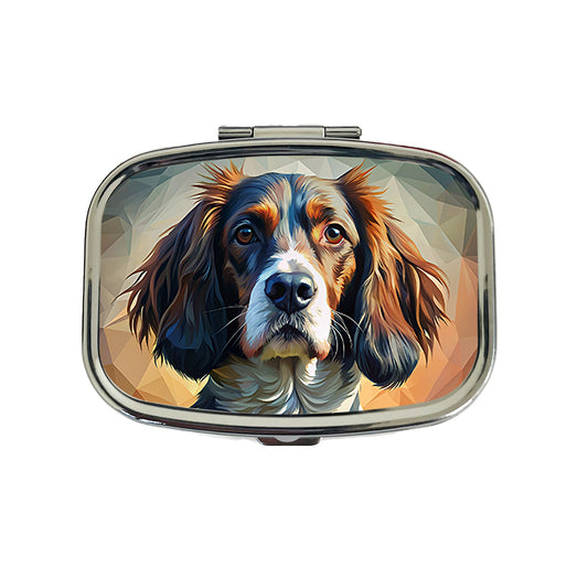 English Springer Spaniel Dog Abstract Stylized Art Travel Pill Box Case