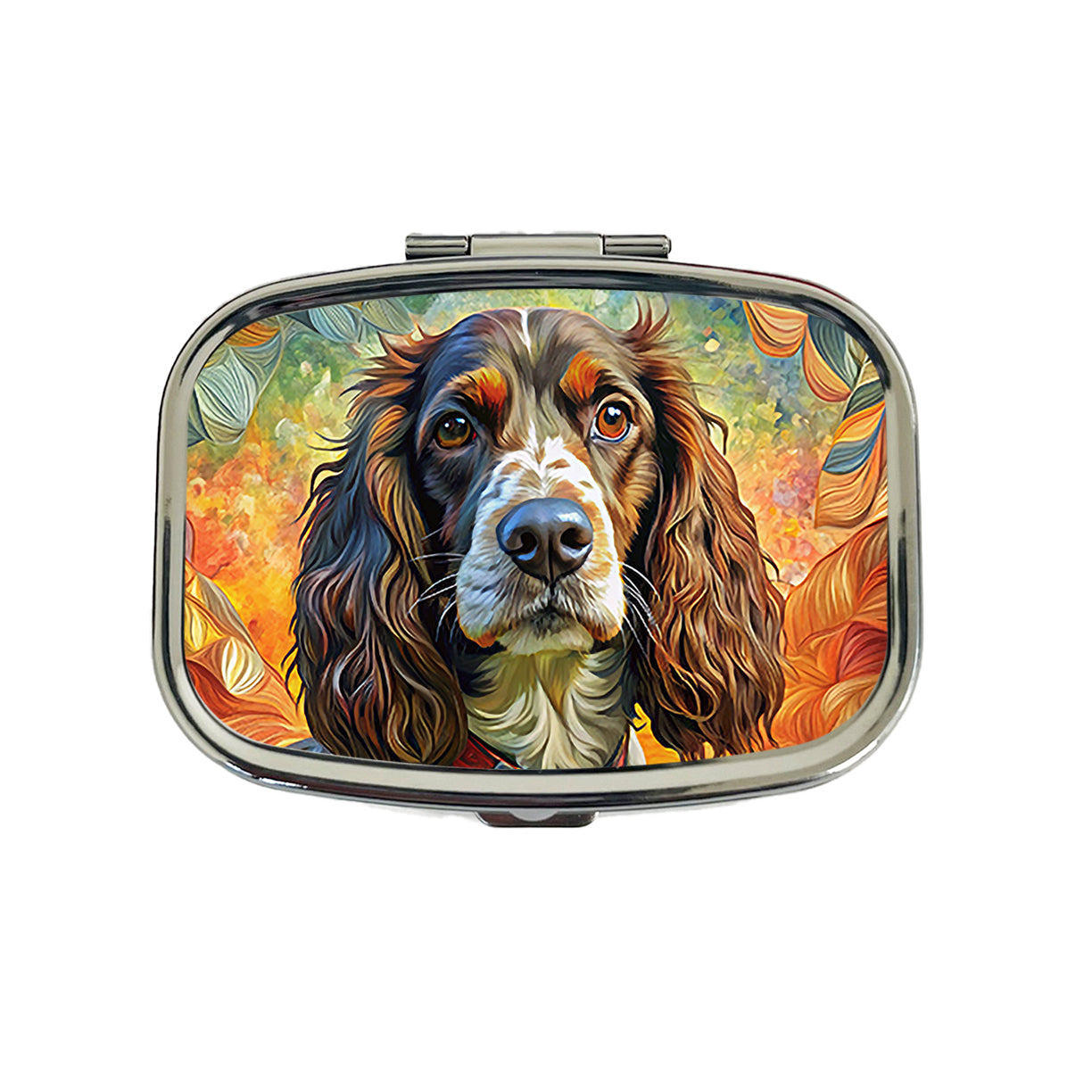 English Springer Spaniel Dog Bohemian Art Travel Pill Box Case